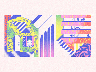 Three Dee Full abstract bright colors color composition design dribbble experimentation gradients illustration shapes web