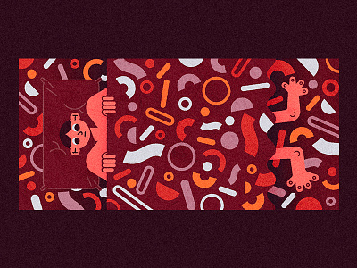 Coverage abstract character color composition design dribbble faces flat illustration web