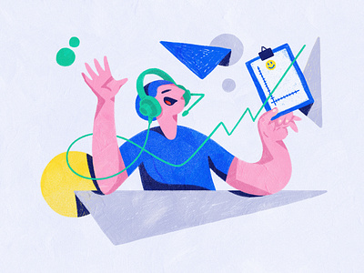 Hearing Good Feedback abstract bright colors character character design color composition design dribbble illustration shapes web