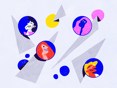 faces and shapes abstract bright colors character composition design dribbble faces illustration people shapes web