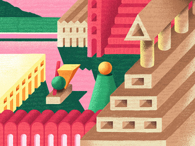 Perinzia abstract city composition design dribbble illustration landscape shapes