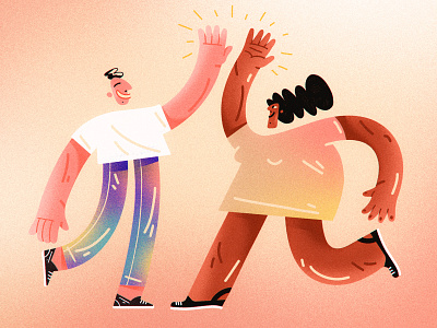 High Five bright colors character character design color composition design dribbble gradients illustration shapes web