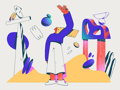 explorer in a strange world abstract bright colors character character design color composition design dribbble experimentation gradients illustration shapes web