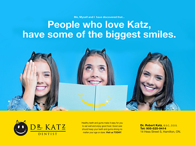 DR. KATZ Dental: No More Scaredy Katz billboards branding bus stop signage copywriting design graphic design illustration logo thepoddotme typography