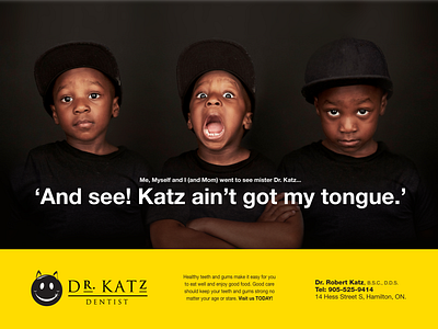 DR. KATZ Dental: No More Scaredy Katz billboards branding bus stop signage copywriting design graphic design illustration logo outdoor display outdoor signage posters thepoddotme typography