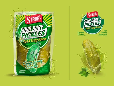 Snack Packs: Strub's Pickles branding design food packaging food packs graphic design illustration package design thepoddotme typography vector