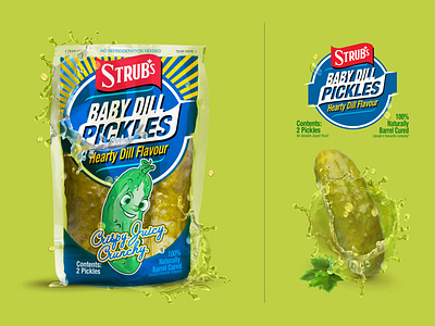 Snack Packs: Strub's Pickles branding design food packaging food packs graphic design illustration package design thepoddotme typography vector