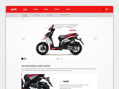 Aprilia SR 150 app aprilia branding design ecommerce flat layout logo typography ui ux web