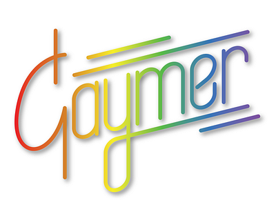 Gaymer color design fixed width gamer gay hand lettering rainbow type typography vector