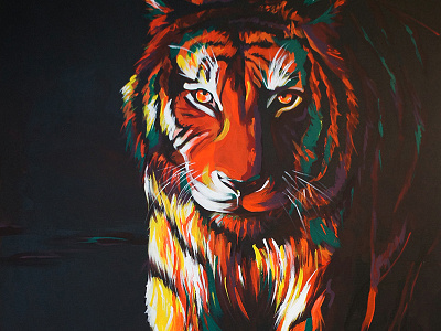 Searching acrylic animal painting predator tiger
