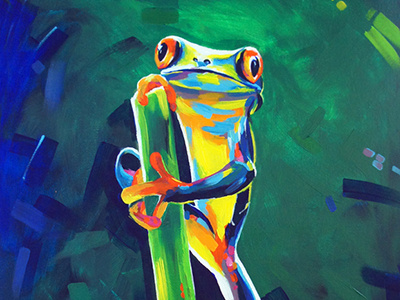 Tree frog acrylic frog green painting