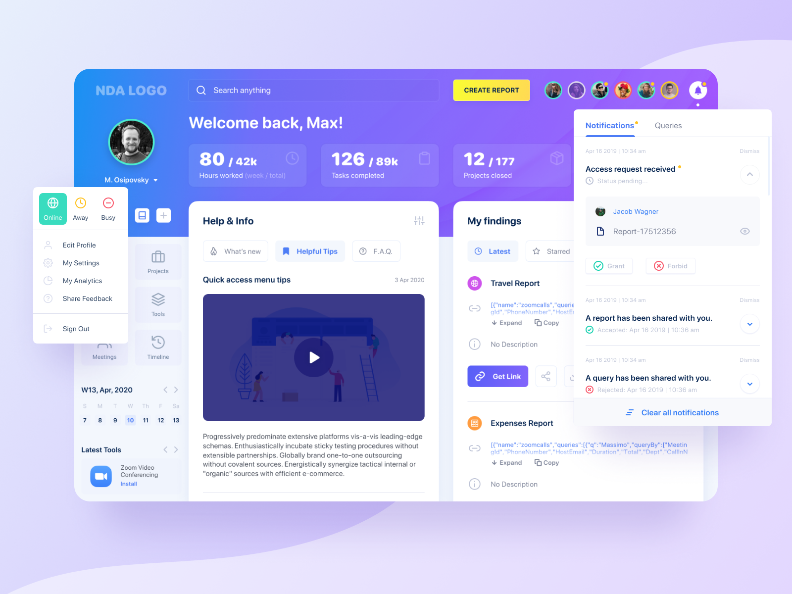 Big Company's Internal Dashboard for Employees by Max Osipovsky on Dribbble