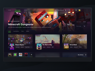 Xbox Game Store Concept app application concept game games gaming library microsoft minecraft preview redesign store tabs ui web xbox