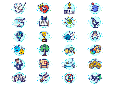 Corporate Icons set angel chat games icons lineart mac medal money planet prize search star