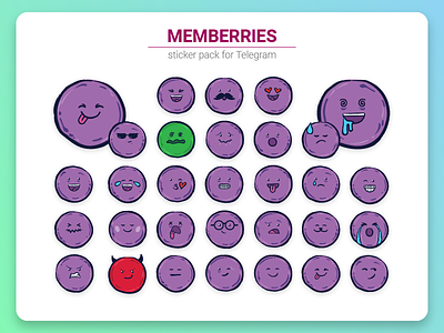 Memberries telegram stickers berries characters messenger pack smiles smiley stickers telegram violet