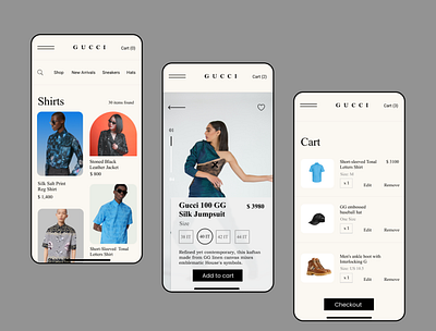 Gucci Shopping App design ui