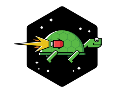 Mostly Harmless animal character illustration logo magic rocket space turtle vector