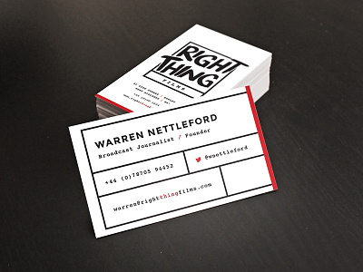 Right Thing Films Branding branding business card film logo minimalist stationary