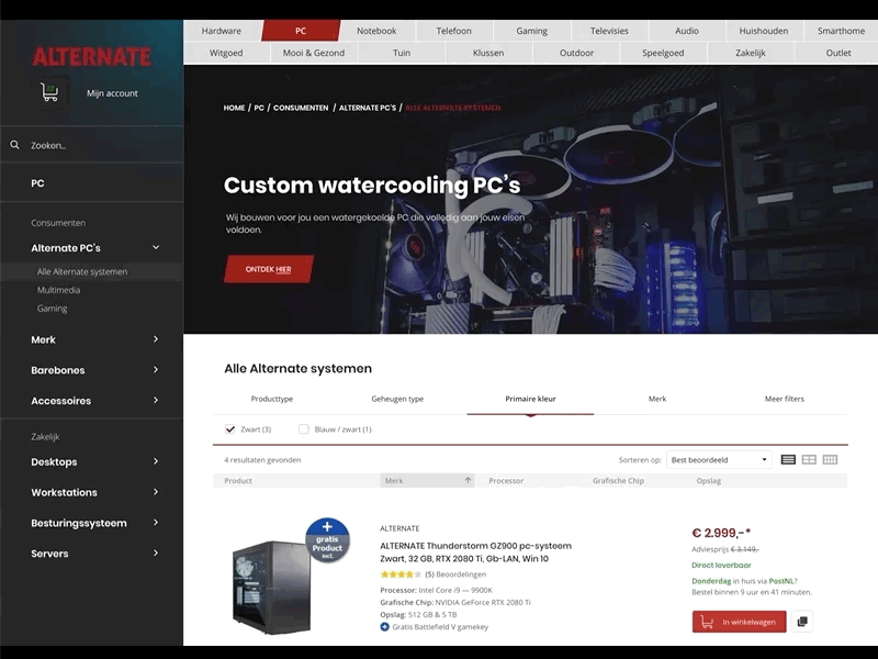 Alternate.nl product category page redesign concept