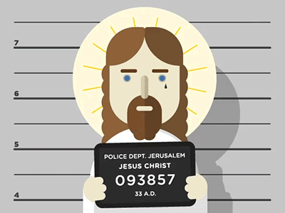 Jesus's arrest 2d animation arrest color illustration jesus mugshot vector