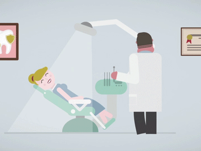 Girl at the Dentist 2 2d animation character character animation dentist doctorr girl illustration motion graphics vector