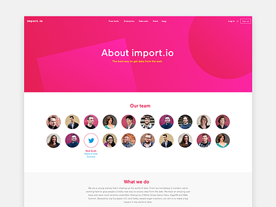 The all important about us page... about about us app corporate full width gradient pink team ui ux web website