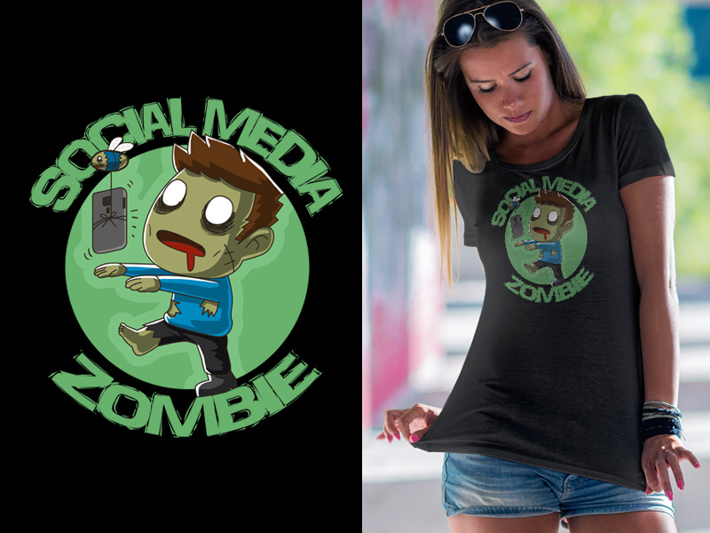 Cute Funny Social Media Zombie TShirt For TeeUnicorn by Lobotz Logos