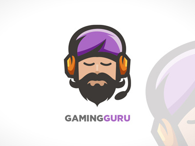 Gamer Guru Gaming Logo | Calm Gamer Logo beard calm character colourful creative flat gamer gaming guru logo yoga