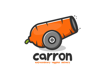 Creative Carrot Logo | Genius Carrot Delivery Cannon Logo cannon carrot clean creative delivery food genius logo moder smart vegetable