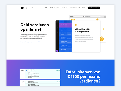 Home page vuljespaarpot.nl bootstrap colour design dutch earnings landing money ui ux white