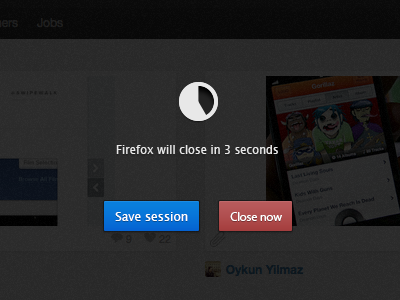 Browser save session on quit browser buttons close concept firefox loading mozilla poc quit session