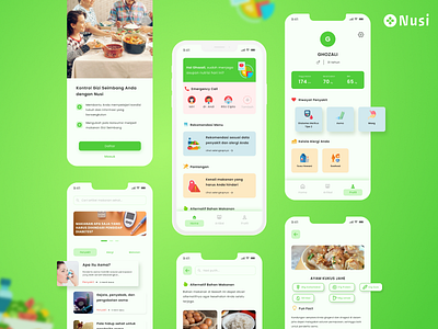 Nusi App - Healthy Food App app design food health health food illustration mobile ui ui design uiux ux