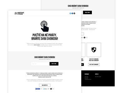 Landing page for Czech Pirates Party 2017 black election landing minimalism page pirates simple white