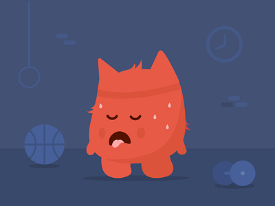 Character illustration for a gym app app character cute dark flat gym illustration monster