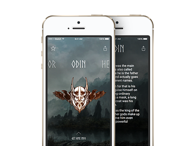 Norse Gods app gods ios iphone iphone5 minimal mockup mythology myths norse swipe