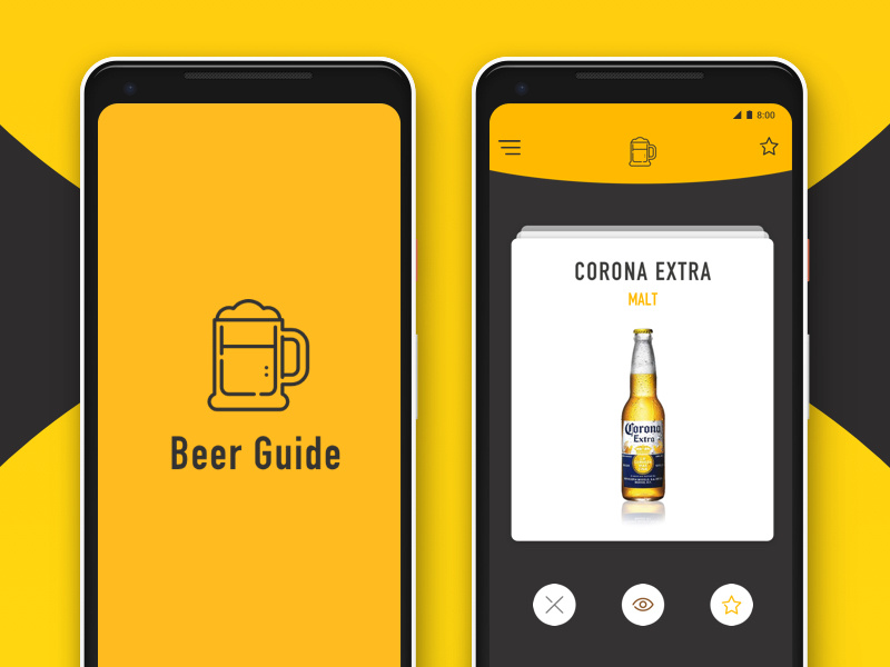 Beer Guide App swipe yellow opensource pixel app beer