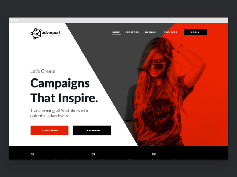 Adverport - Concept Design design influencer marketing website concept website