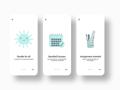 Onboarding Screens - Doodle Workshop app branding dailyui design ill illustration interaction design mobile app onboarding ui uiux design