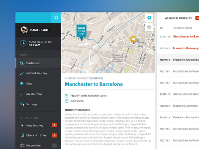 Dashboard concept - e3creative dashboard flat icon journey left nav map menu profile