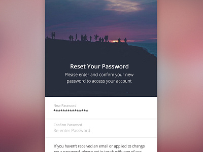 Reset Your Password app confirm fields form input link mobile new password reset