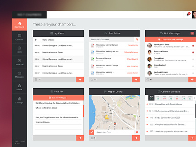 Dashboard Concept chambers dashboard left nav network snippets software widgets
