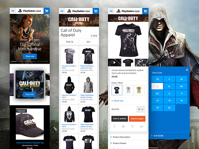 Playstation Gear Website Mobile clothing. e commerce games gear mobile playstation ps responsive sony ui ux website