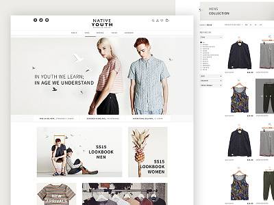 Native Youth Website Design clean clothing design ecommerce minimal native online retail shop store web youth