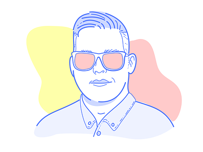 Self Portrait - Graphics for iPad blue clean colour face glasses line outline portrait red self selfie sketch