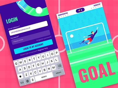 Penalty Shoot out App app app concept design app football football app game goal goalkeeper illustrated illustration login penalty soccer soccer app ui uidesign ux