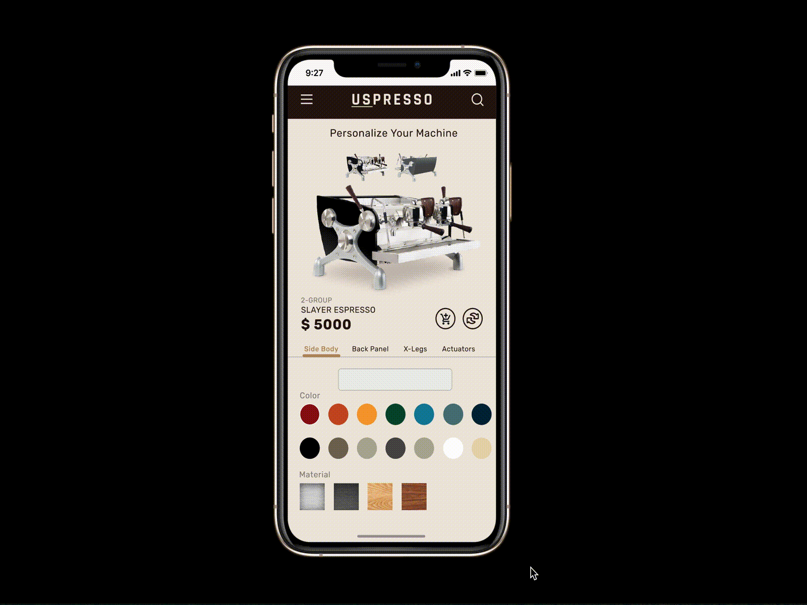 DailyUI♯033 - Customize Product app branding coffee custom dailyui design espresso graphic design shop ui uidesign web shop