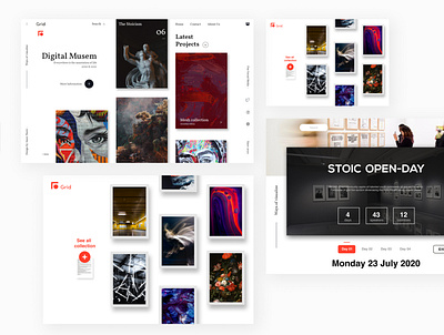 Grid Online Museum Experience website auction design graphic design inspiration landing page minimalist ui user experience user interface ux website