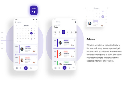Company Leave App calendar company management app leave company app product design product designer purple ui user experience user interface ux uxui