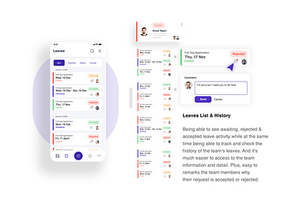 Company Leave App designer human resources management application minimalist design product designer purple design ui user experience user interface ux