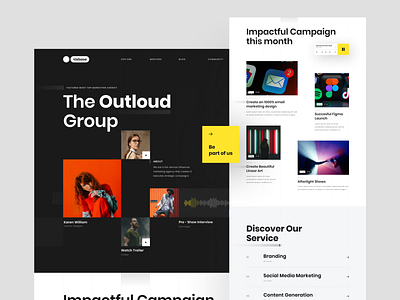 Marketing Agency - The Outloud Landing Page branding design graphic design landing page marketing lanfing page marketing page ui user experience user interface ux web ux website design website ux